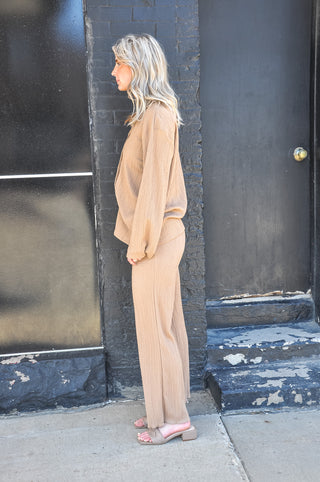 Textured High Waist Pants