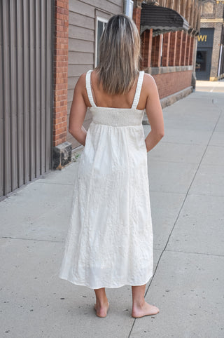 Textured Floral Embroidery Ruched Dress, view 3
