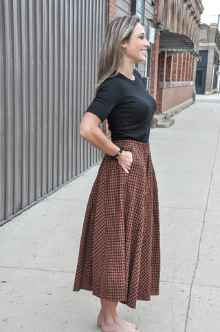 Textured Gingham Maxi Skirt