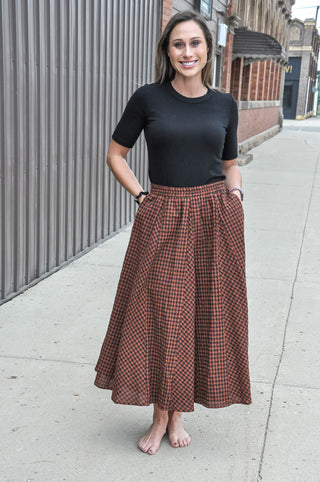 Textured Gingham Maxi Skirt