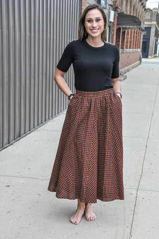Textured Gingham Maxi Skirt