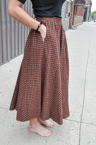 Textured Gingham Maxi Skirt