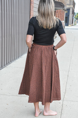 Textured Gingham Maxi Skirt