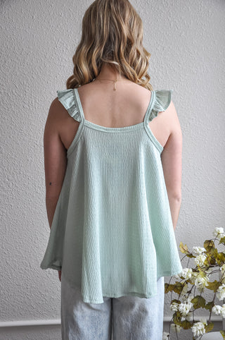 Textured Knit Button Cami Top