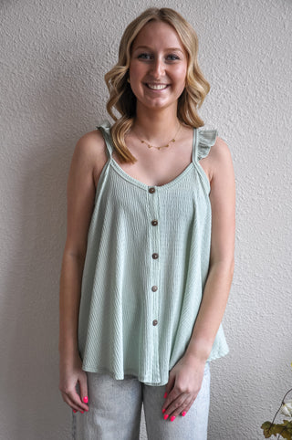 Textured Knit Button Cami Top