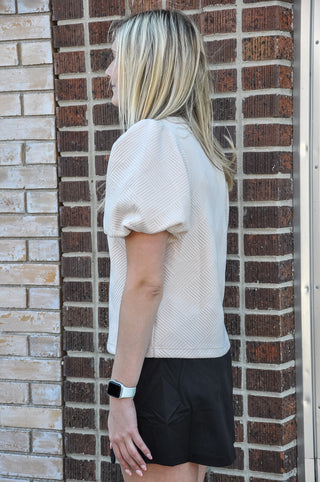 Textured Puff Sleeve Blouse