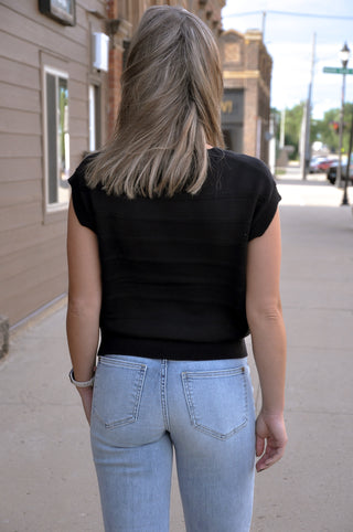 Textured Round Neck Dolman Sleeve Top