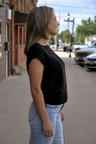 Textured Round Neck Dolman Sleeve Top