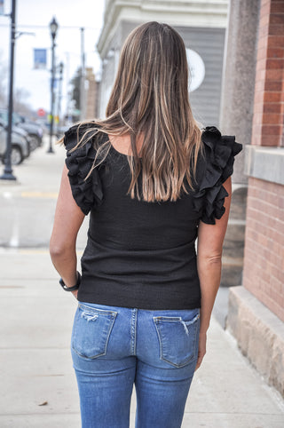 Textured Ruffle Layered SS Top