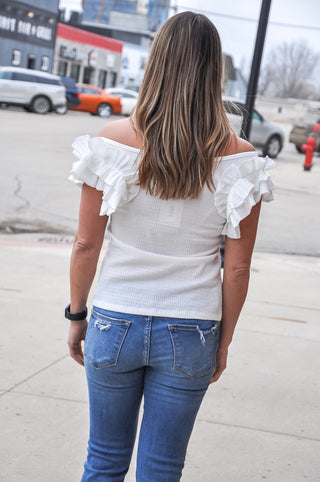 Textured Ruffle Layered SS Top