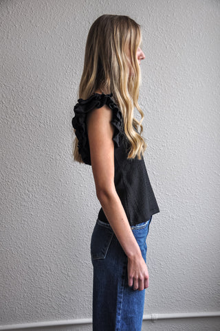 Textured Ruffle Layered SS Top