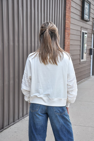 Textured Sleeve Sweatshirt Top, view 3