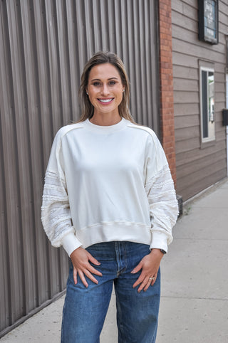 Textured Sleeve Sweatshirt Top