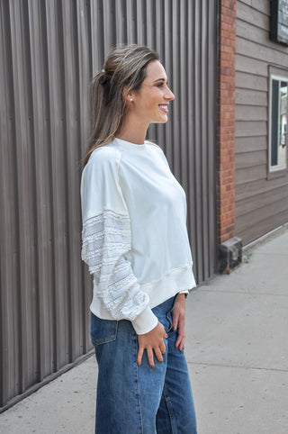 Textured Sleeve Sweatshirt Top, view 2