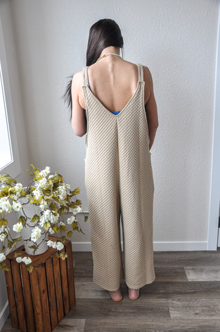 Textured Sleeveless Jumpsuit