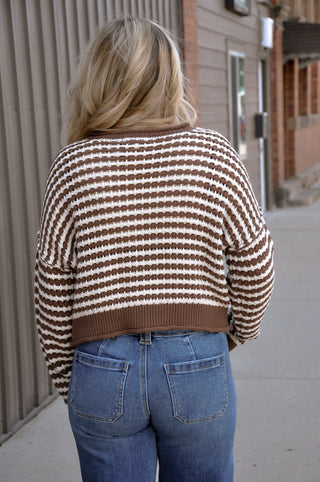Textured Stripe Crochet Cardigan