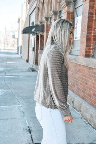 Textured Velvet Long Sleeve Top