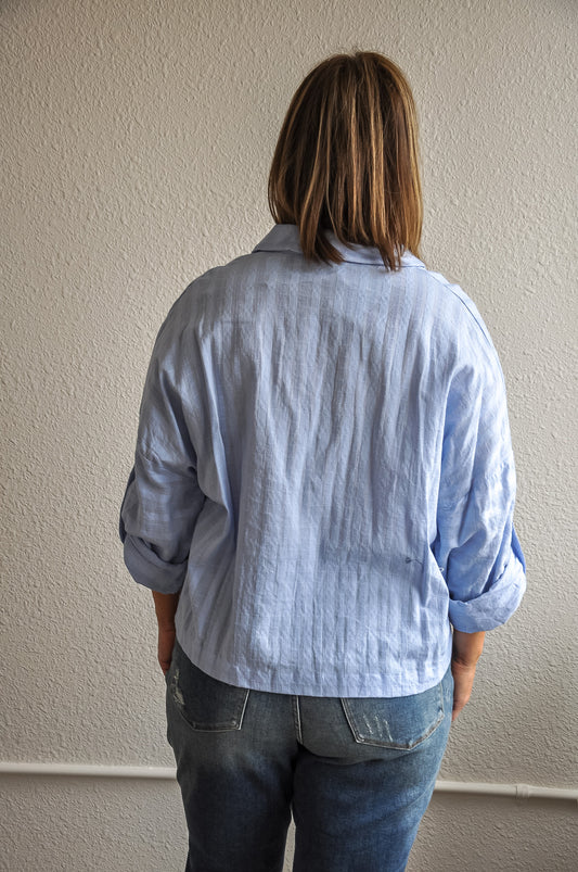 Textured Voile Button Down Top