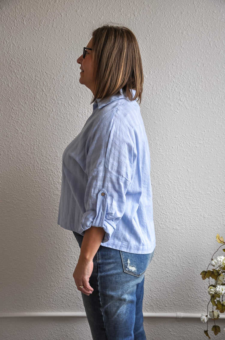Textured Voile Button Down Top