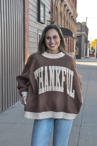 Thankful 2-Sided Mock Sweatshirt