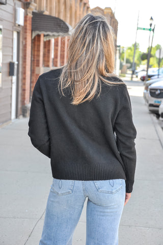 The Black Suede Trim Long Sleeve Sweater Jacket