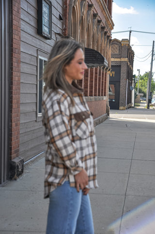 The Brushed Flannel Plaid Corduroy Shacket