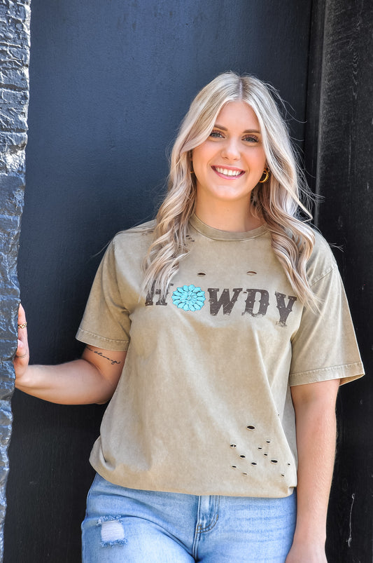 The Howdy Turquoise Graphic Tee