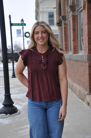 The Maude Pin Tuck and Ruffle Top