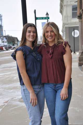 The Maude Pin Tuck and Ruffle Top