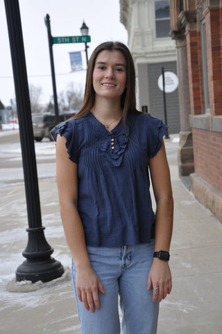 The Maude Pin Tuck and Ruffle Top