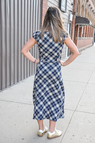 The Navy Plaid Matching Skirt Set