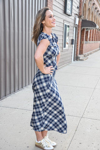 The Navy Plaid Matching Skirt Set