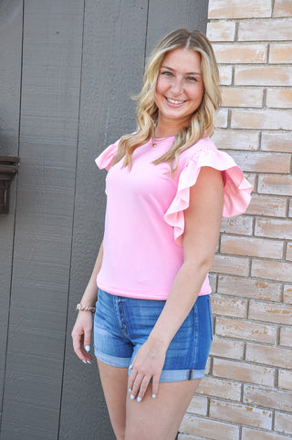 The Sweet Solid Ruffle Top