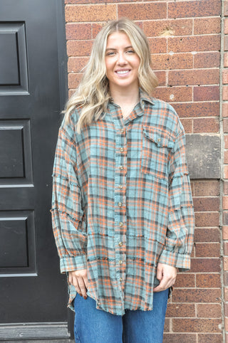 The Taelynn Teal Plaid Shirt