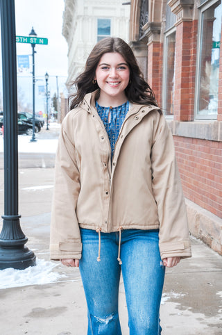 The Taupe Hooded Jumper Jacket