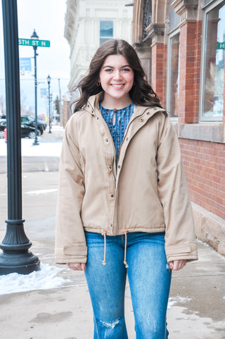 The Taupe Hooded Jumper Jacket