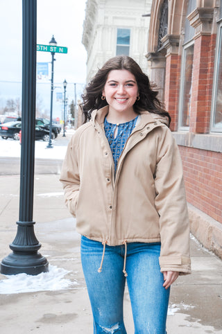 The Taupe Hooded Jumper Jacket