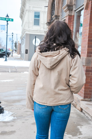 The Taupe Hooded Jumper Jacket