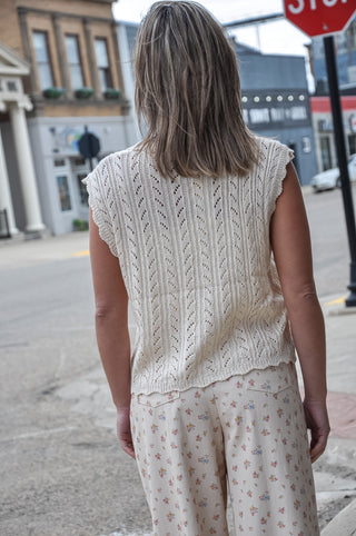 Tie Front Collared Fine Knit Top