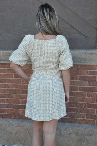 Timeless Tweed Puff Sleeve Dress