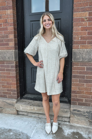 Timeless Tweed Puff Sleeve Dress