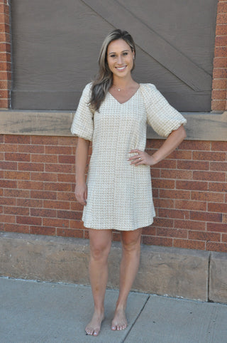 Timeless Tweed Puff Sleeve Dress