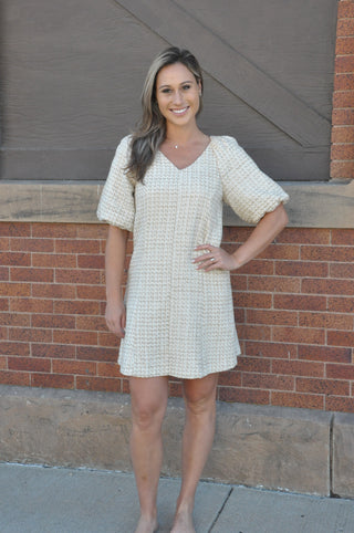 Timeless Tweed Puff Sleeve Dress