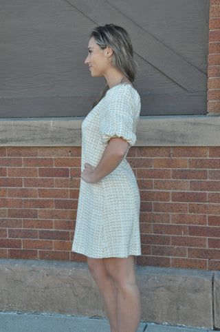 Timeless Tweed Puff Sleeve Dress