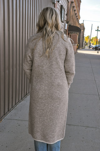 Tipped Lapel Longline Coatigan