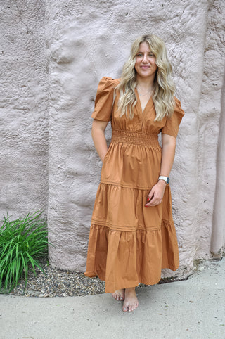 Toffee Mocha Midi Summer Dress