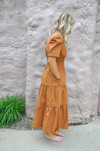 Toffee Mocha Midi Summer Dress