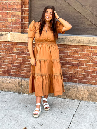 Toffee Mocha Midi Summer Dress