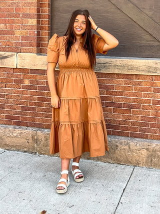 Toffee Mocha Midi Summer Dress