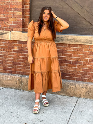 Toffee Mocha Midi Summer Dress